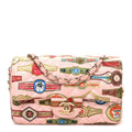 Satin Paris Cuba Cigare Print Mini Flap Pink
