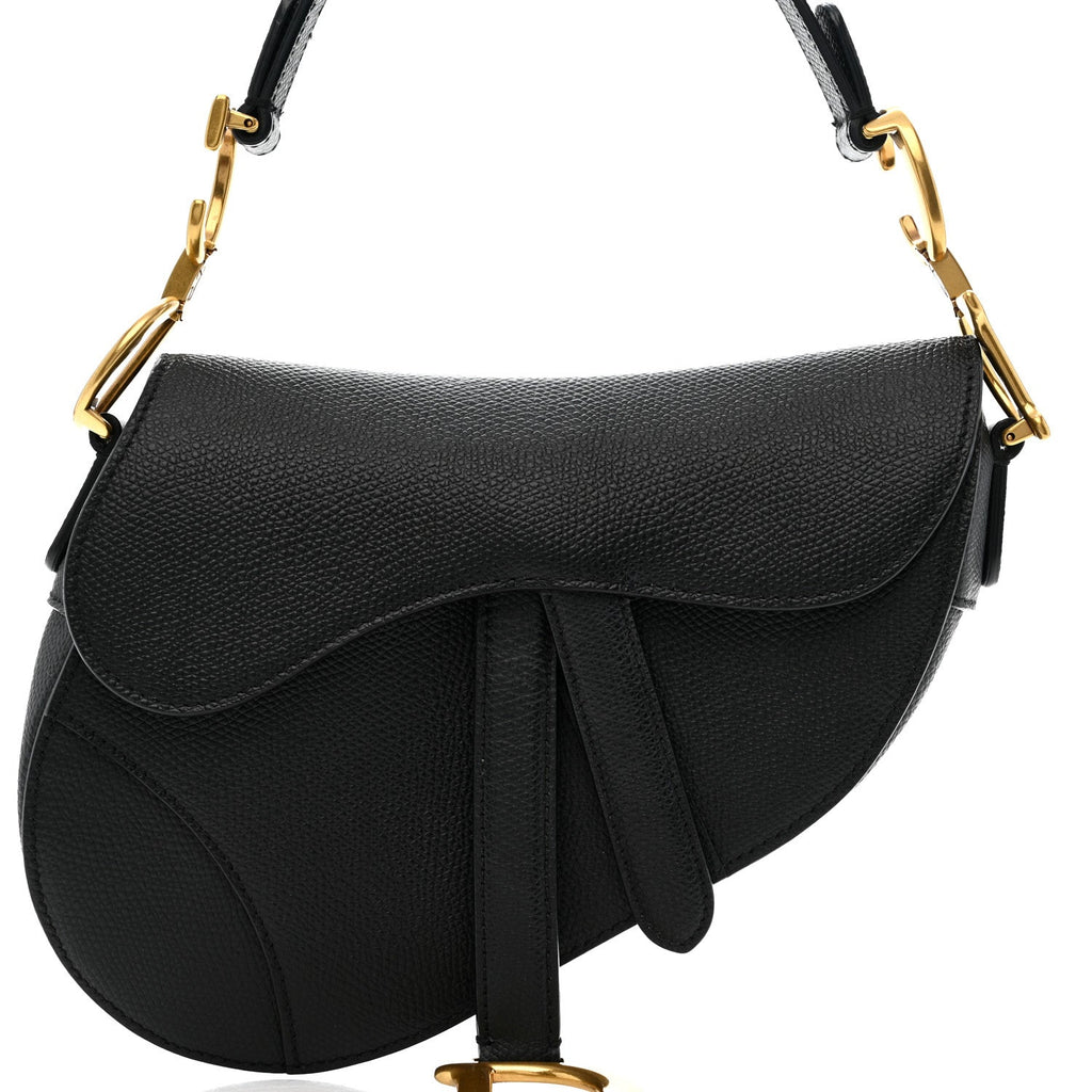 Grained Calfskin Mini Saddle Bag Black
