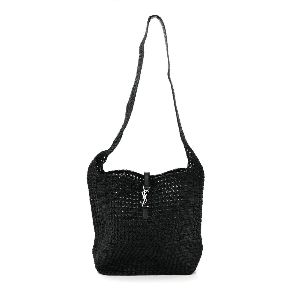 Raffia Monogram Le 5 A 7 Medium Tote Black