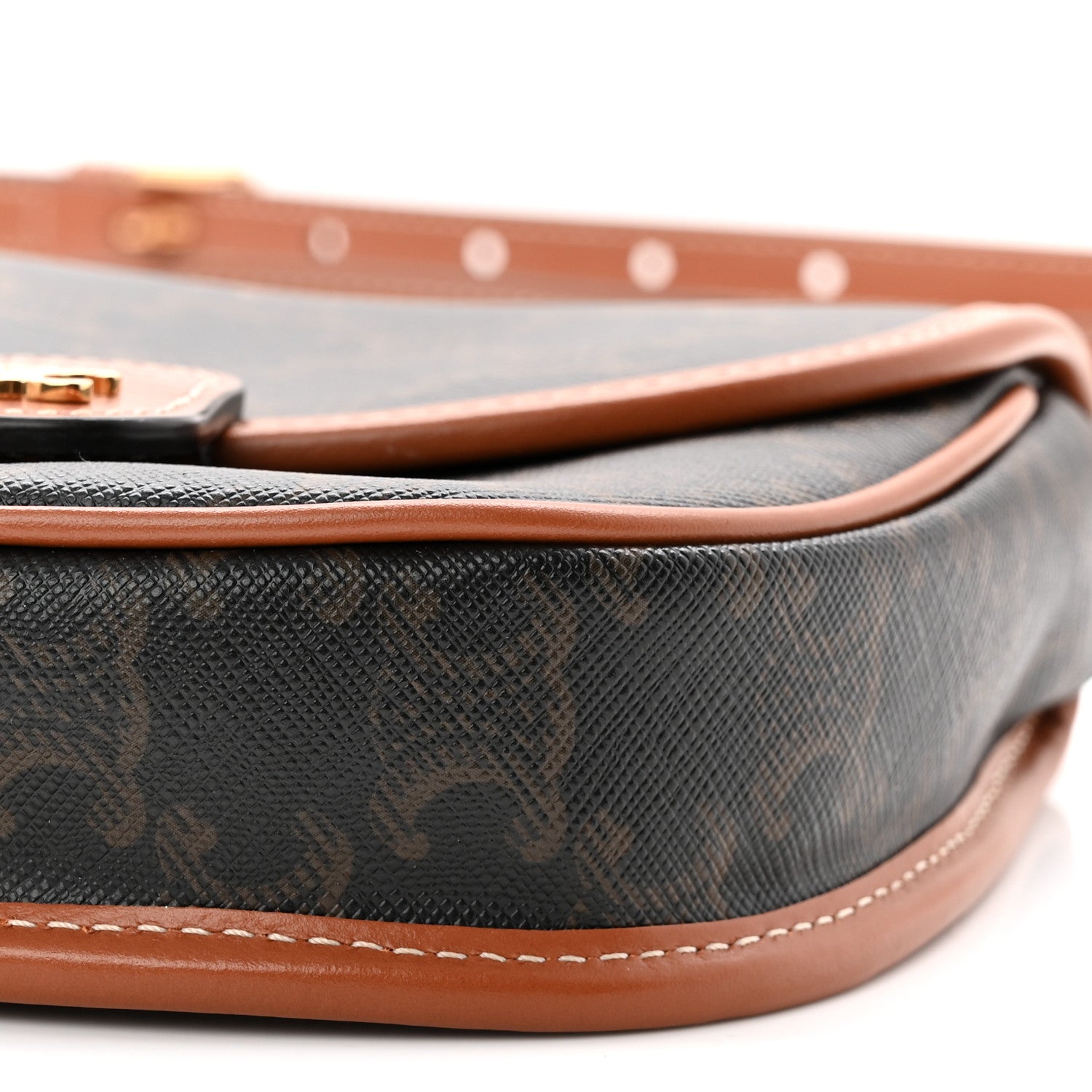 Canvas Calfskin Triomphe Mini Besace Tan