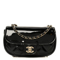 Patent Calfskin Quilted Mini Flap Black