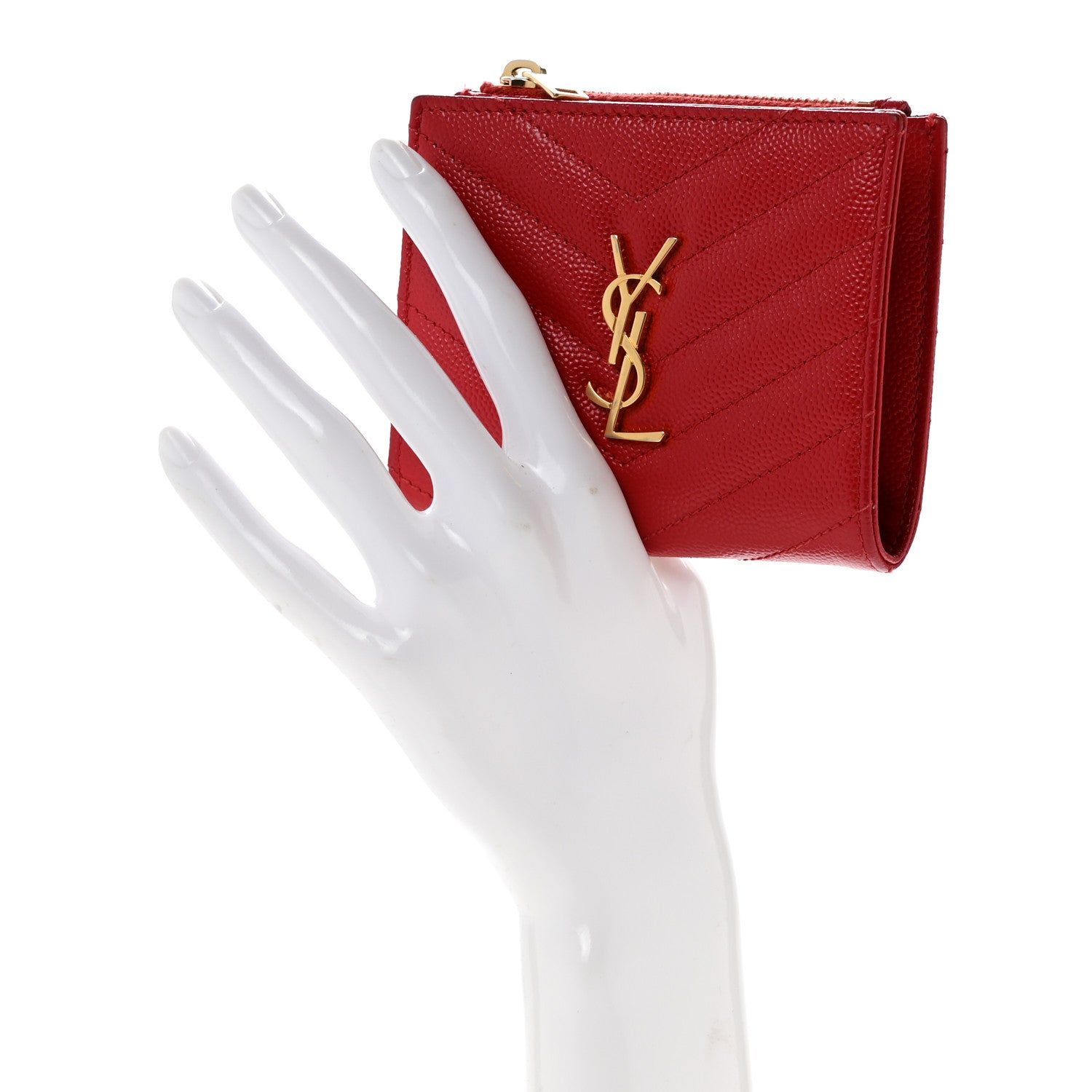 Grain De Poudre Matelasse Chevron Monogram Zipped  Case Bandana Red