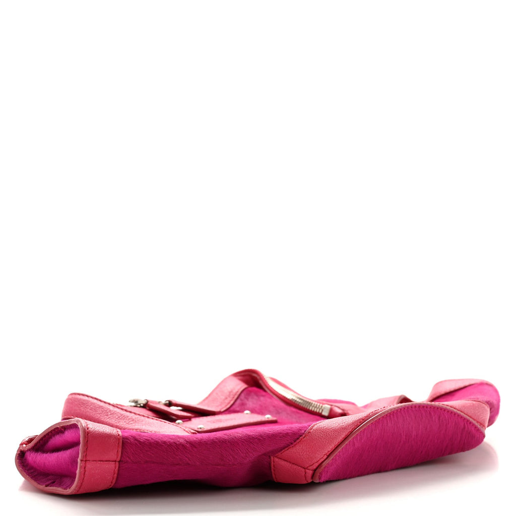 Calfskin Pony Hair De Manta Clutch Pink