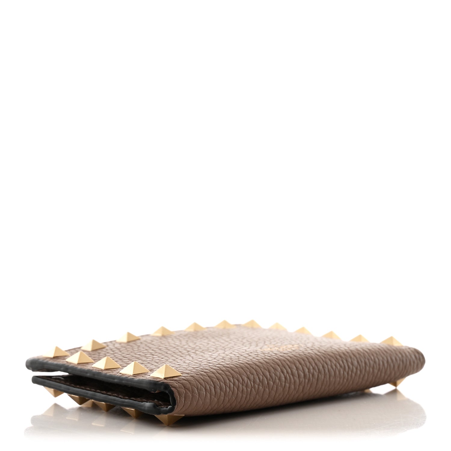 Grainy Calfskin Rockstud Coin Purse  Holder Poudre