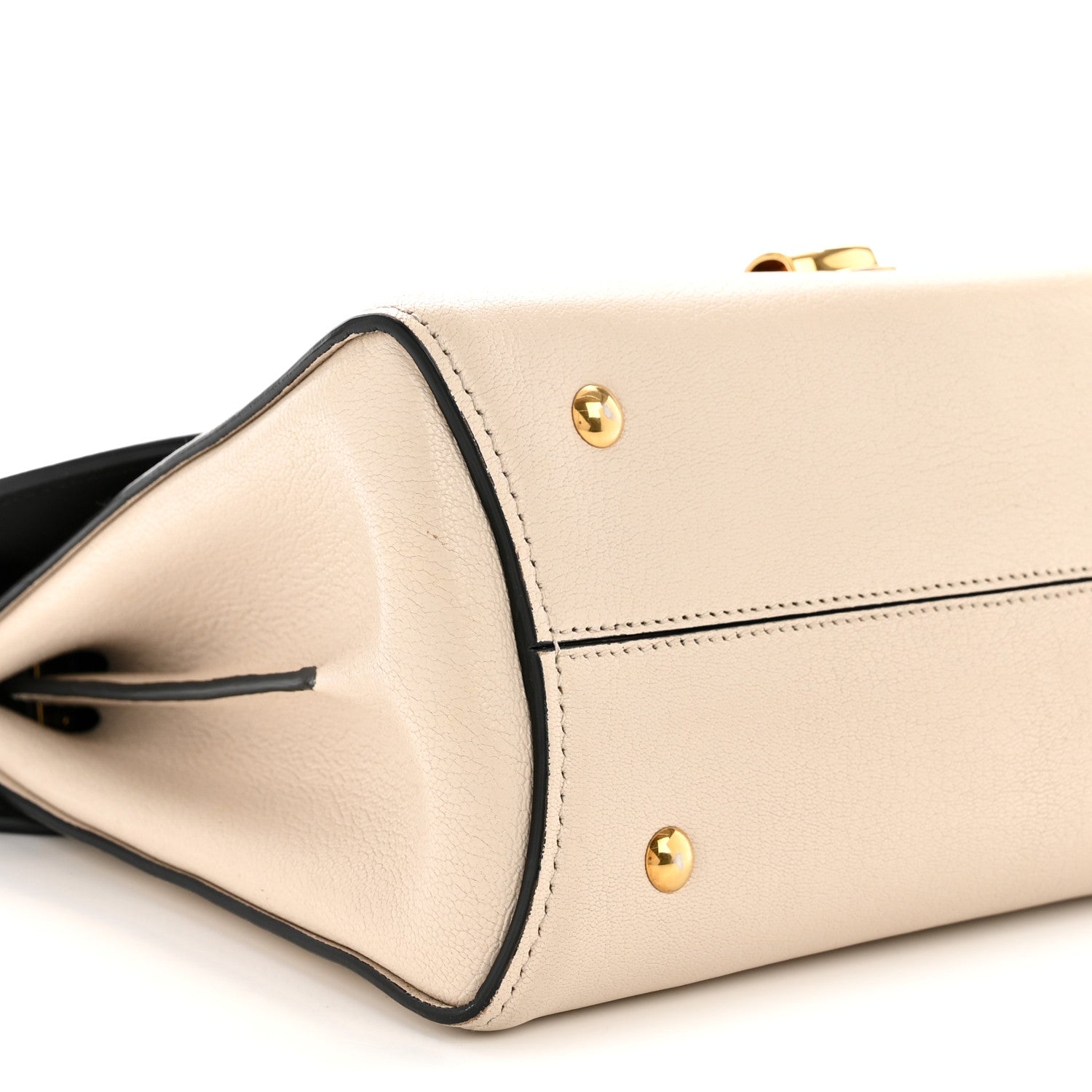 Calfskin Small Margot Top Handle Satchel Bone Black