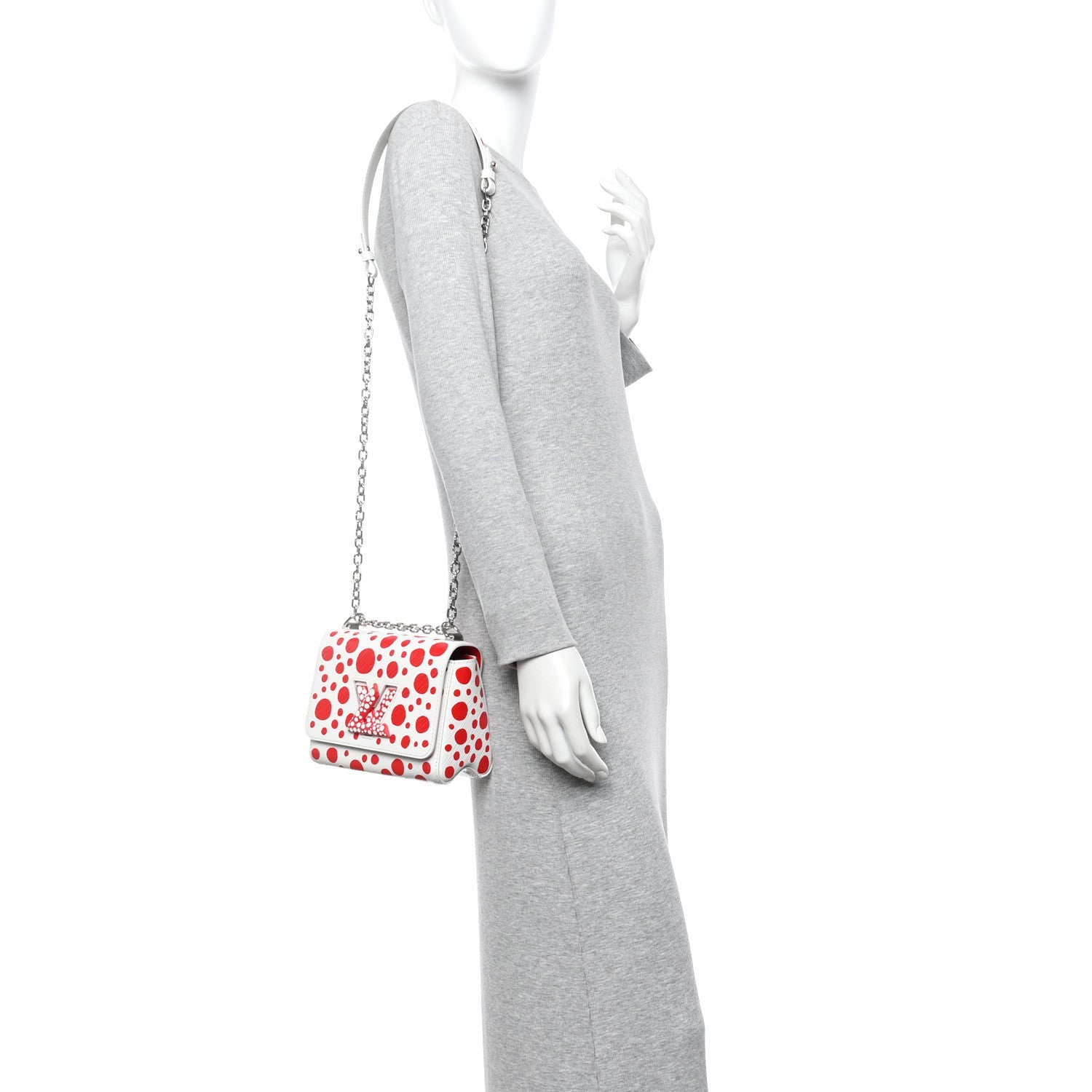 LV X YK Epi Infinity Dots Twist Shoulder Bag PM White Red