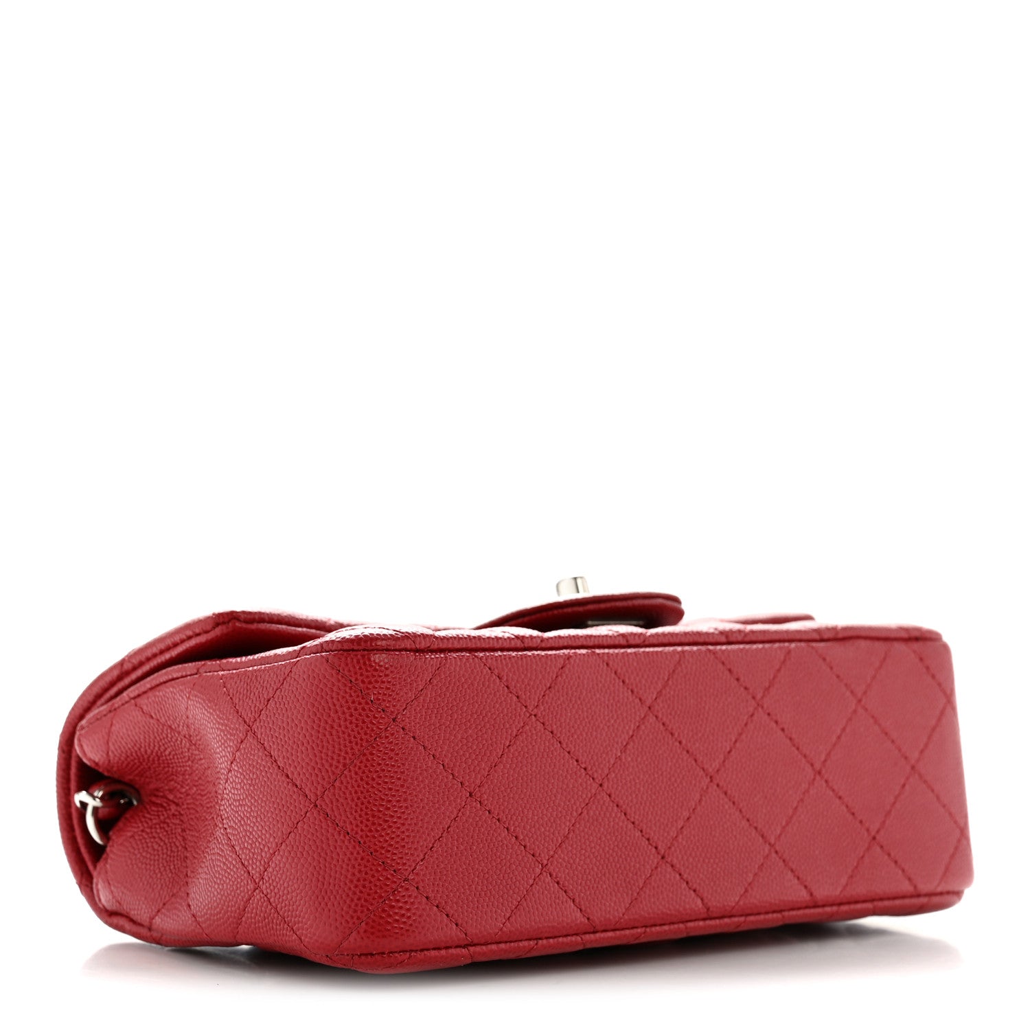 Caviar Quilted Mini Rectangular Flap Dark Red