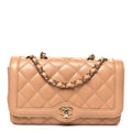 Lambskin Quilted Small Flap Bag Dark Beige