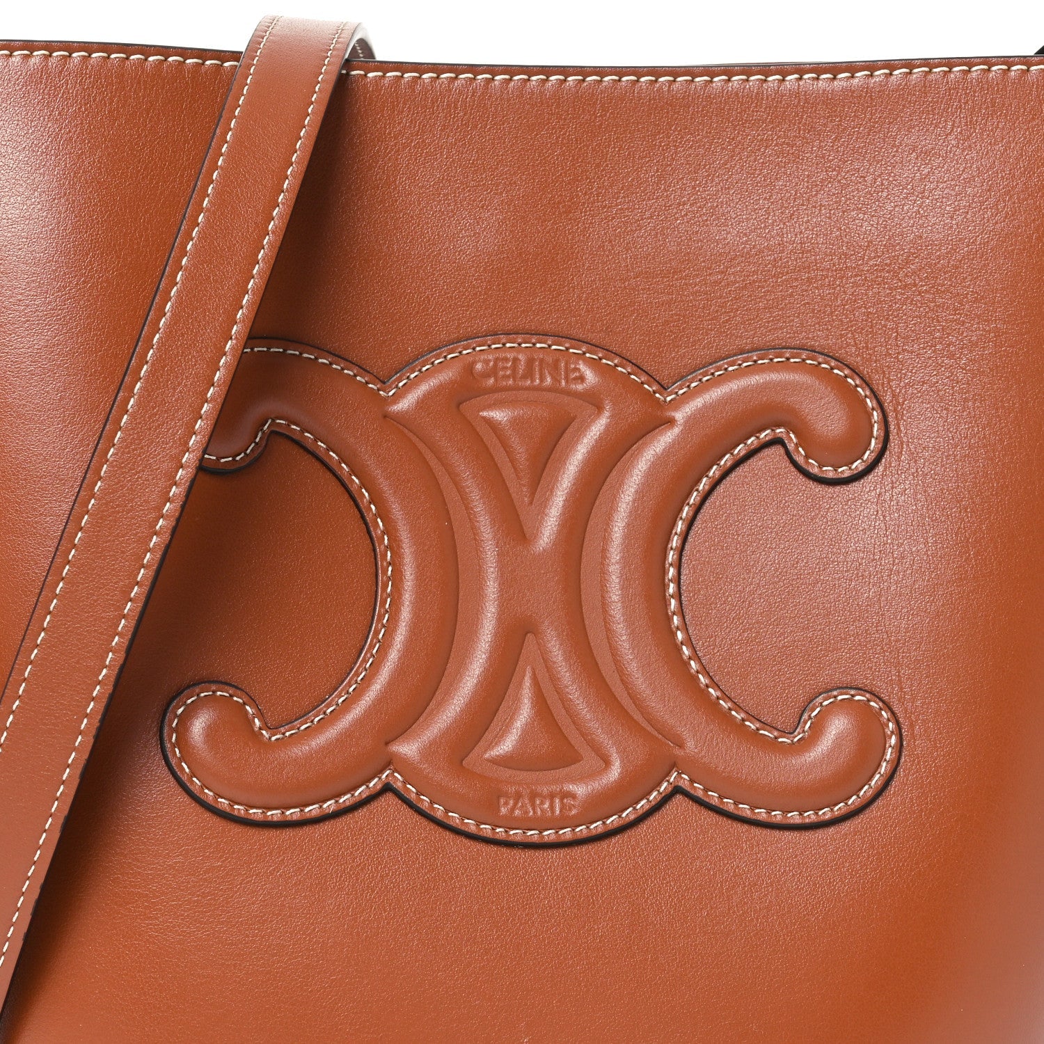 Smooth Calfskin Small Cuir Triomphe Bucket Bag Tan