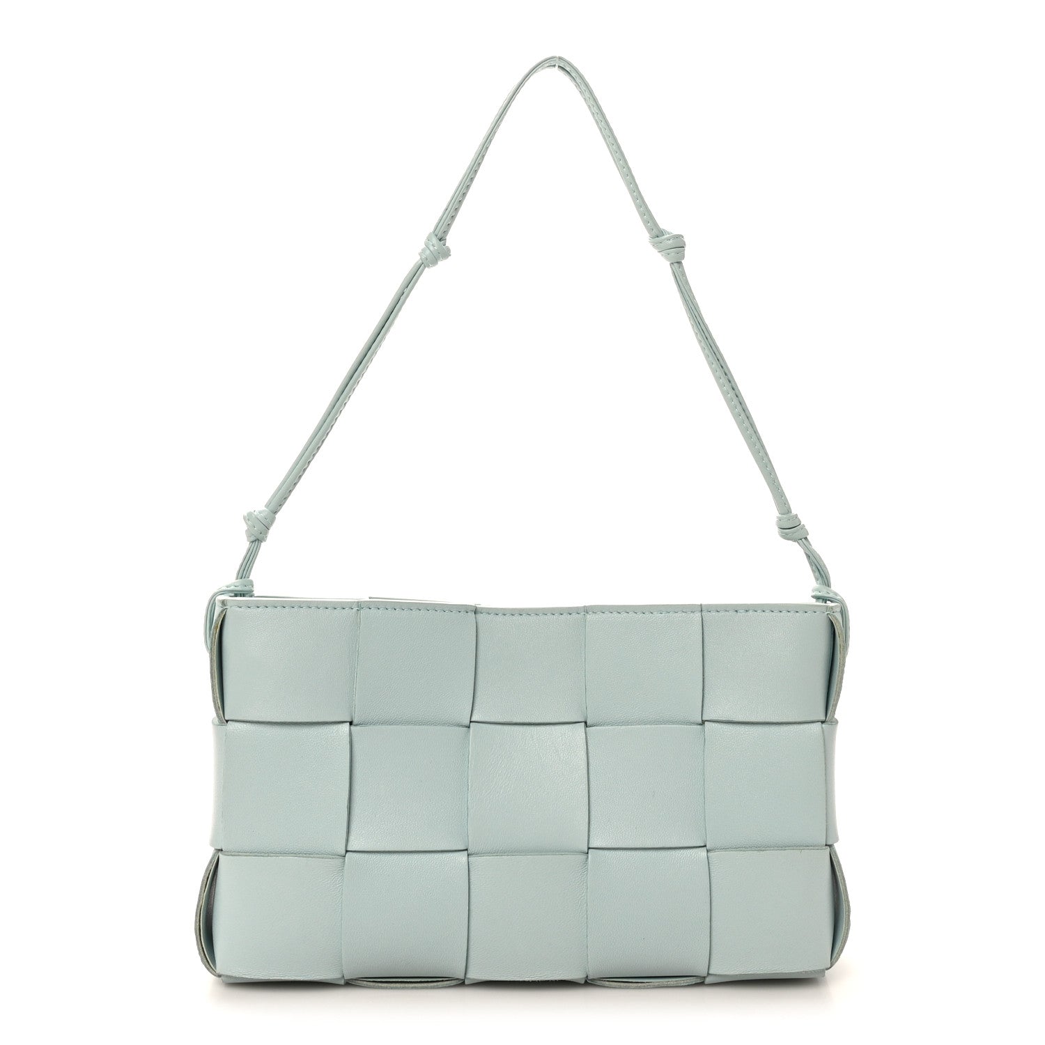 Calfskin Maxi Intrecciato Cassette Pouch On Strap Pale Blue