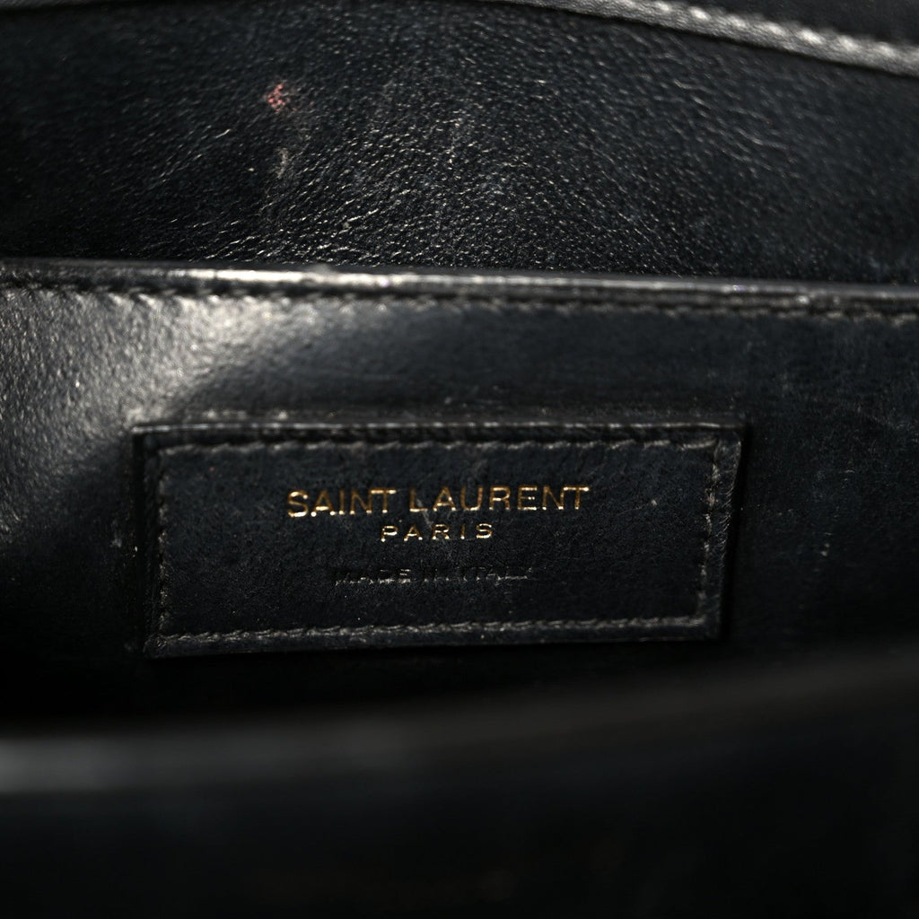 Calfskin Crocodile Embossed Medium Classic Monogram Cassandra Top Handle Black