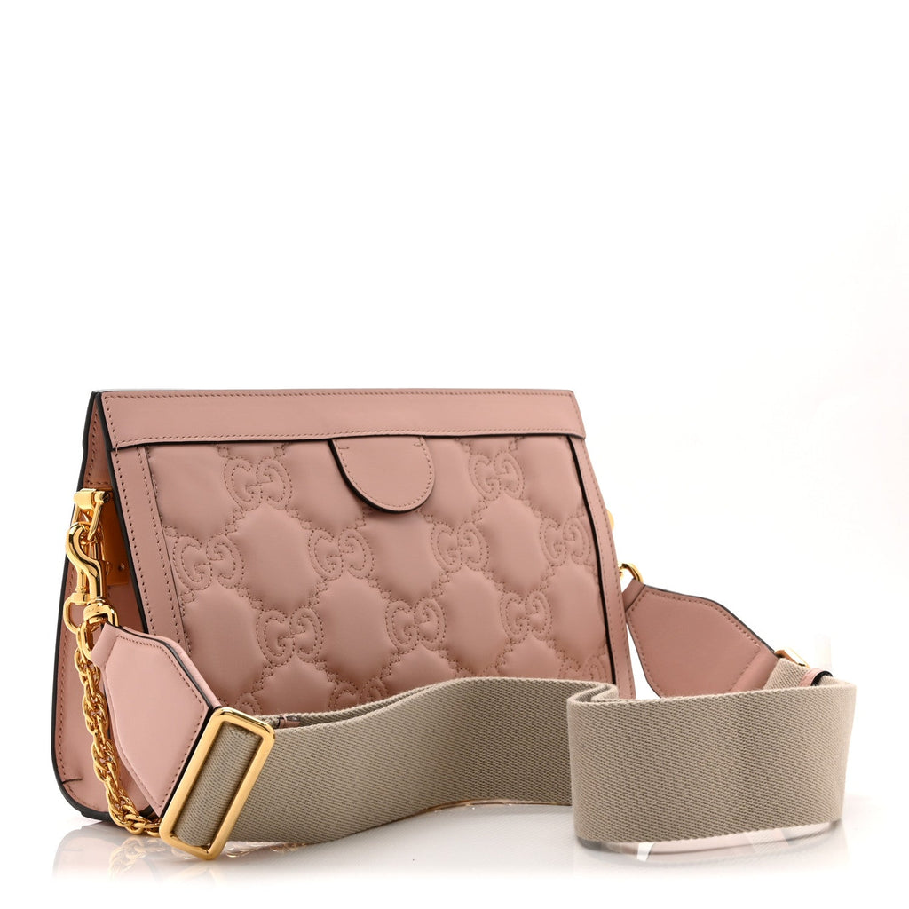 Calfskin GG Matelasse Small Slim Chain Shoulder Bag Perfect Pink Natural