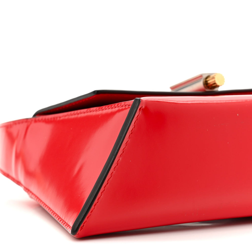Brushed Calfskin Small Geometric Prisma Shoulder Bag Flame Red