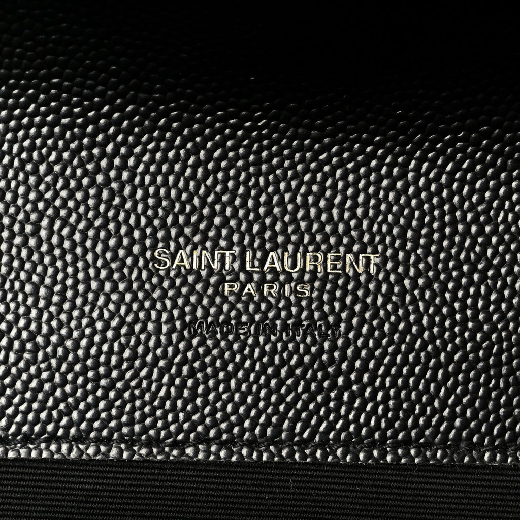 Grain De Poudre Matelasse Chevron Monogram Cassandre Flap Pouch Black