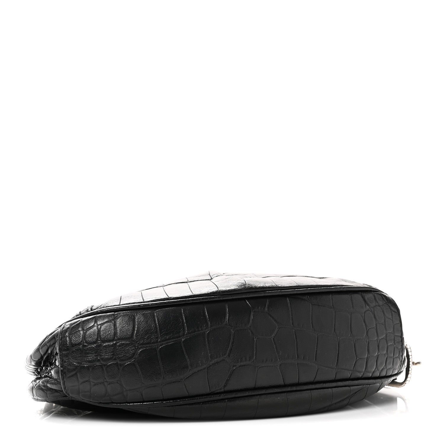 Extra Supple Calfskin Crystal Crocodile Embossed Le Cagole Shoulder Bag XS Black