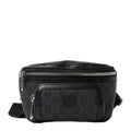 GG Supreme Monogram Textured Calfskin Retro Interlocking G Belt Bag Black