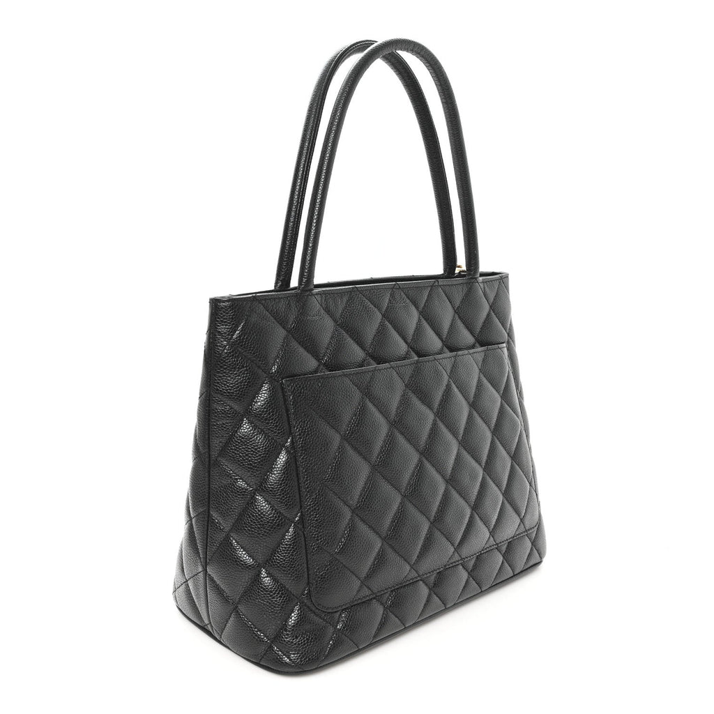 Caviar Quilted Medallion Tote Black