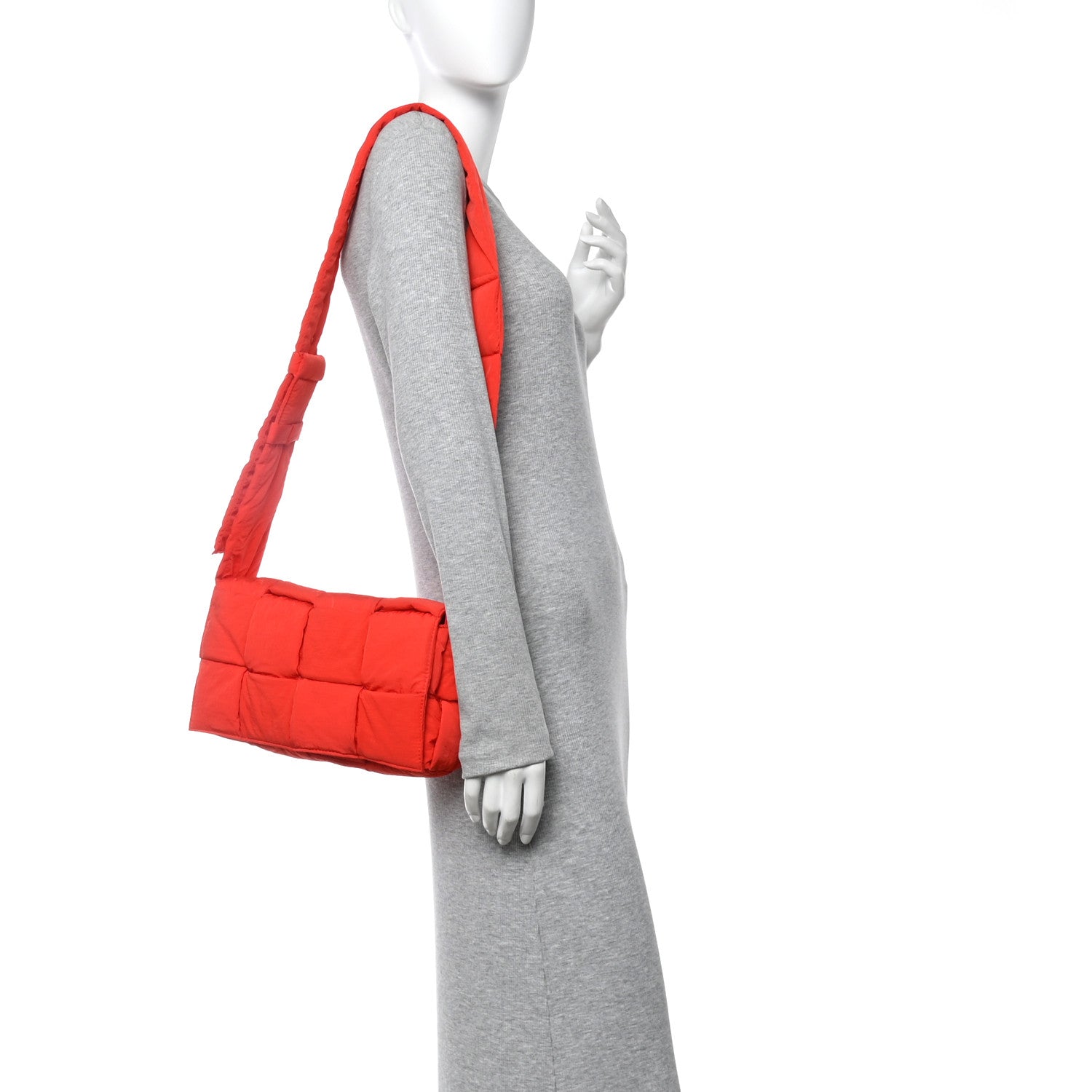 Nylon Intrecciato Padded Tech Cassette Bag Red