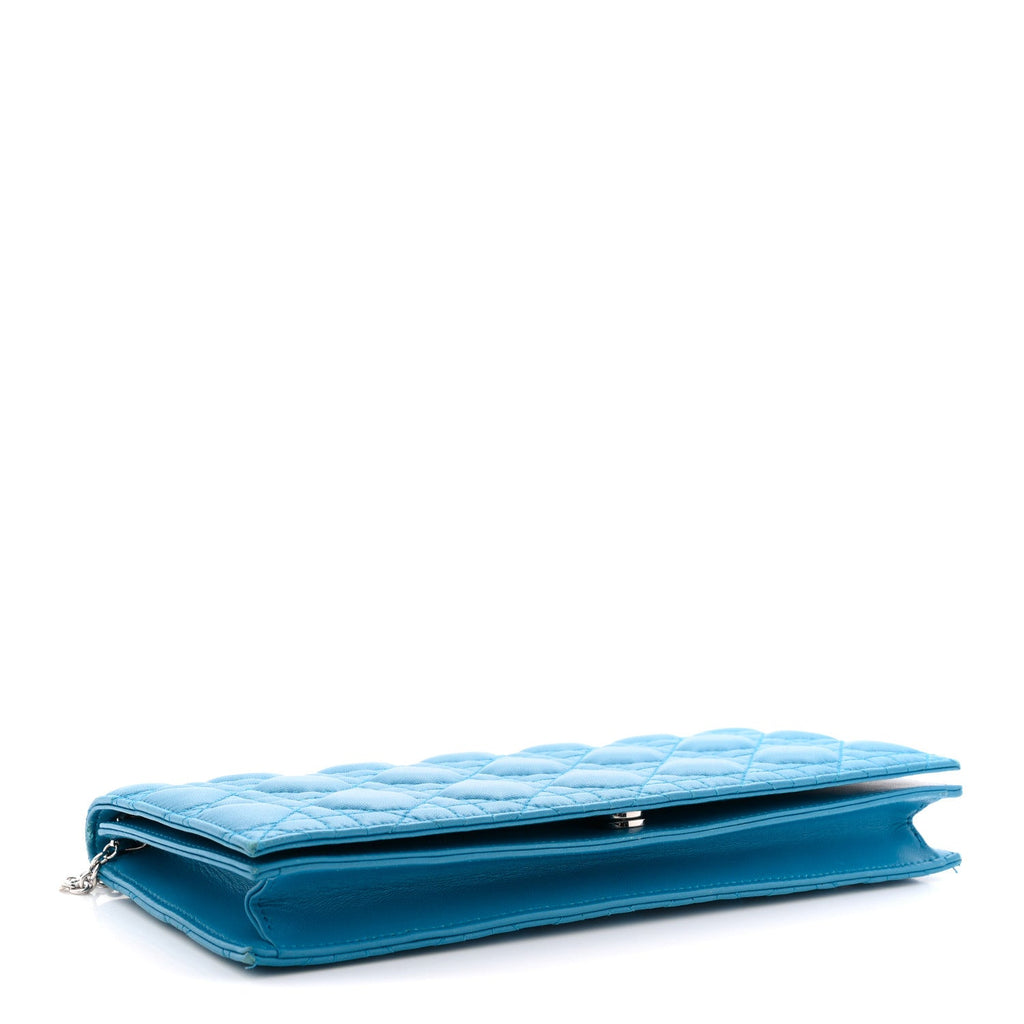Lambskin Cannage Lady Dior Convertible Clutch Blue