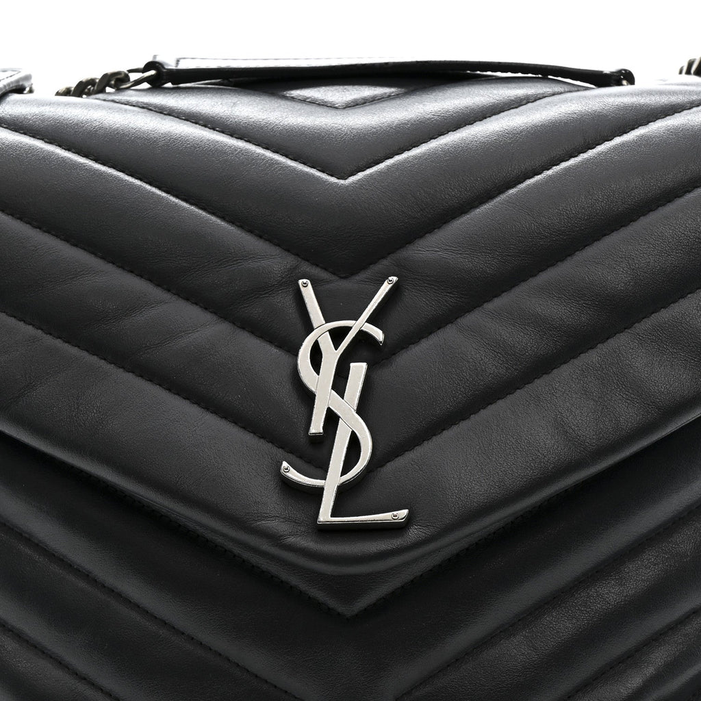 Calfskin Y Quilted Monogram Medium Loulou Chain Satchel Storm