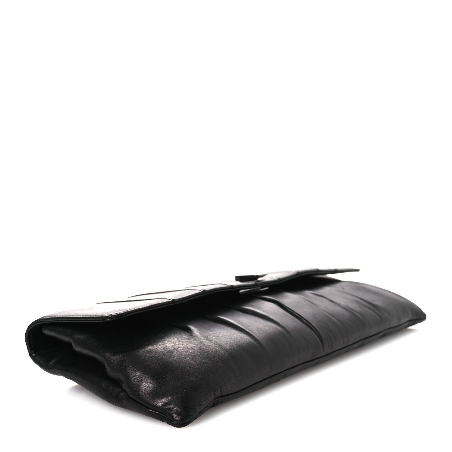 Lambskin Vertical Quilted Clutch Black