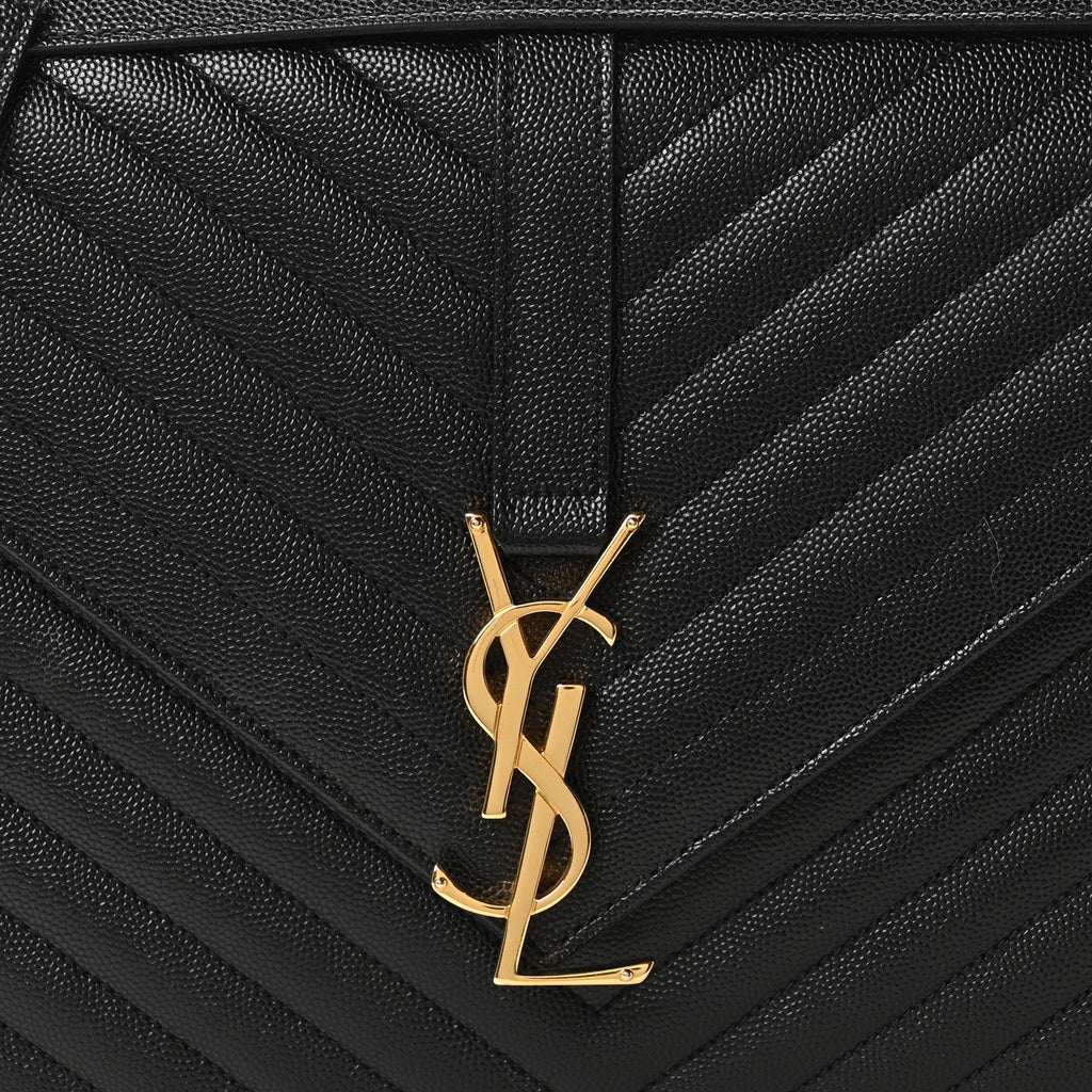 Grain De Poudre Matelasse Chevron Large Monogram Satchel Black