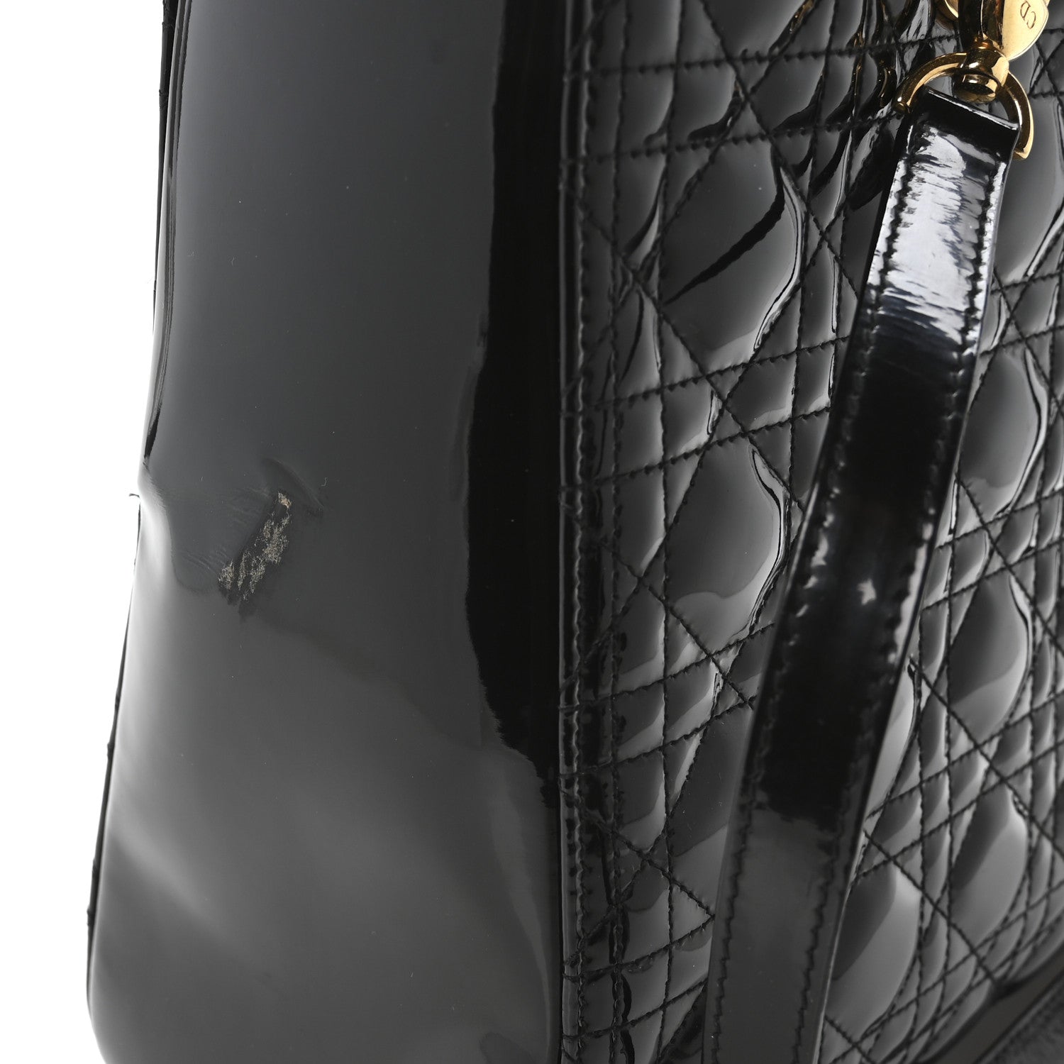 Patent Cannage Large Lady Dior Black