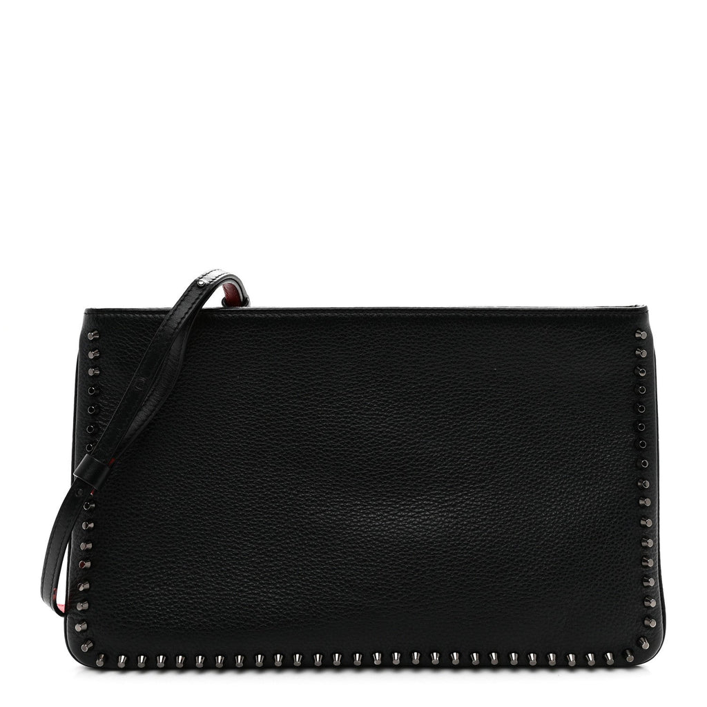 Calfskin Studded Loubiposh Clutch Black