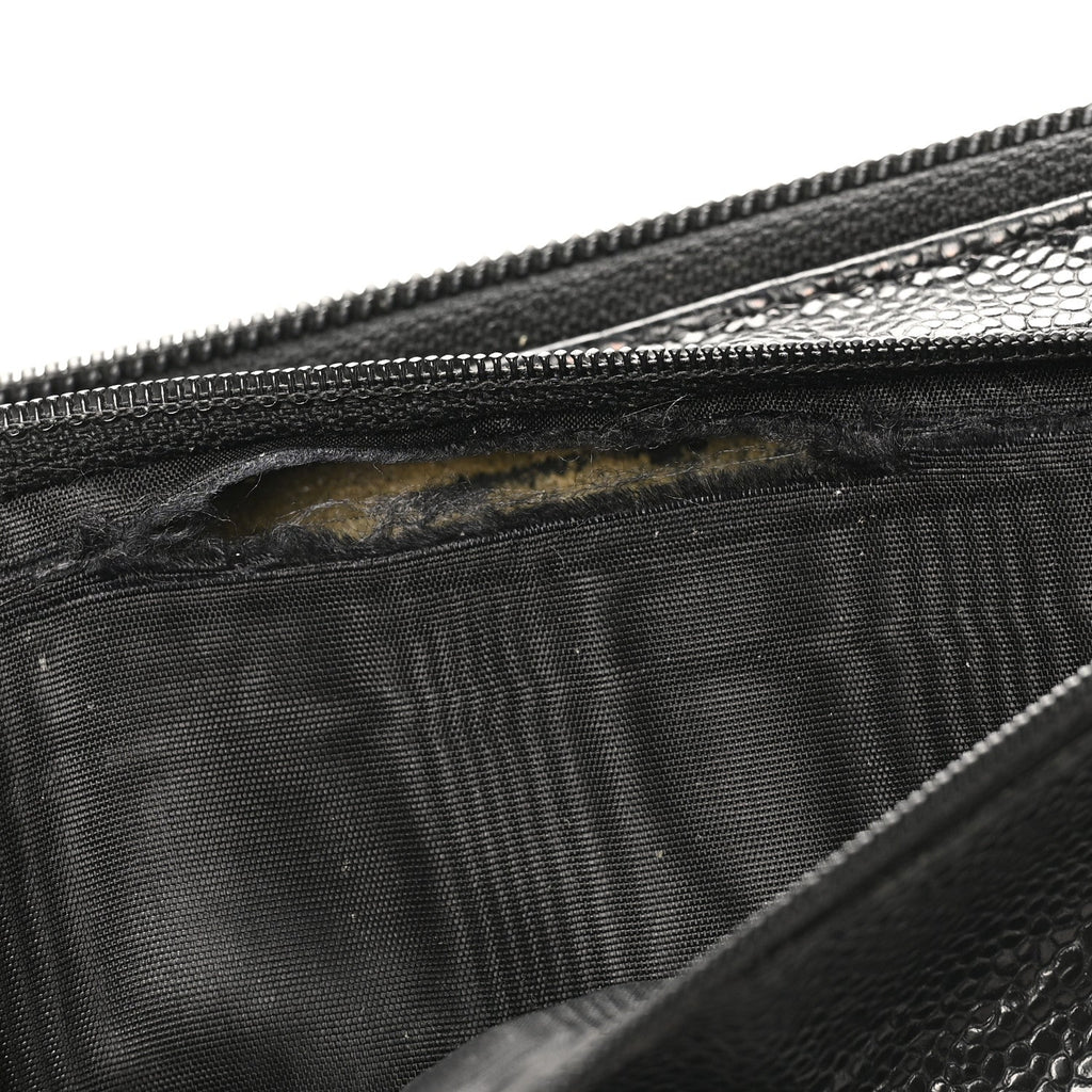 Caviar CC Timeless Large Zip Around Wallet Black