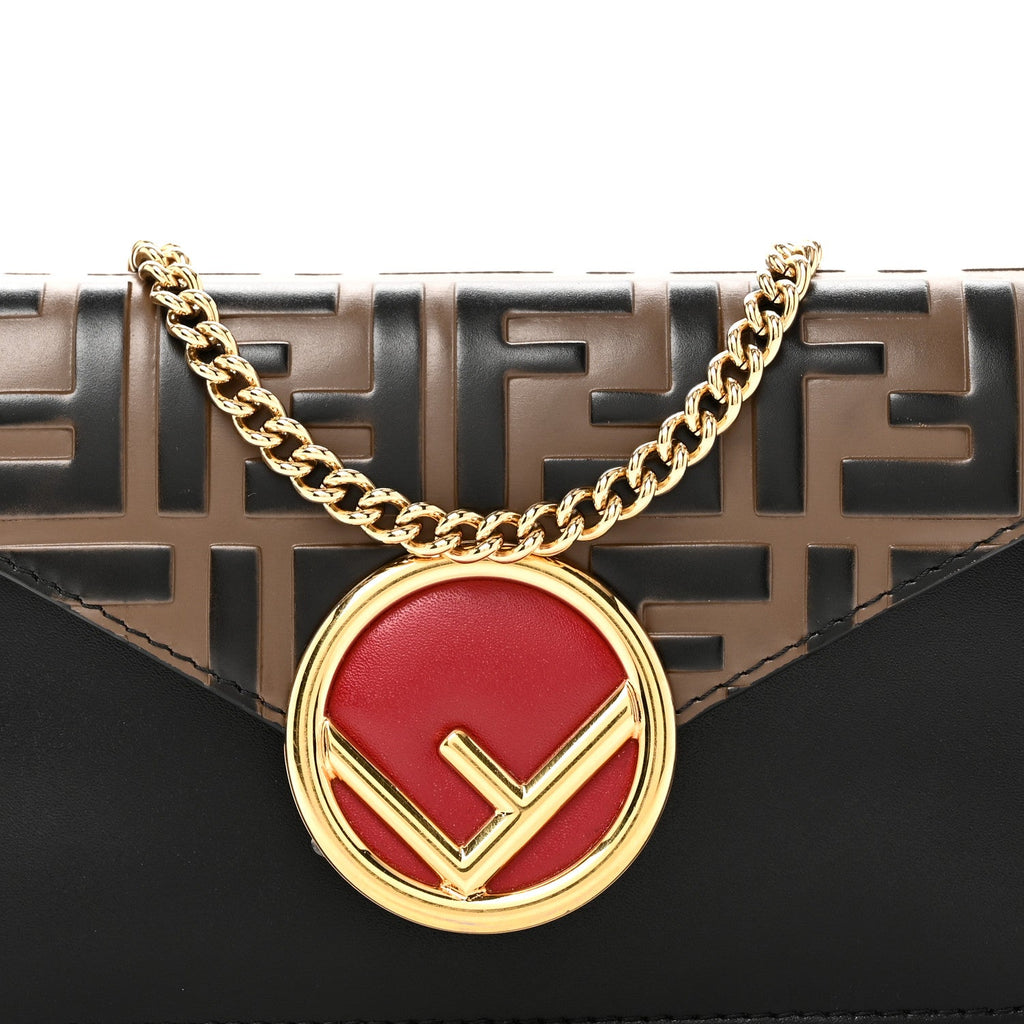 Vitello Liberty F is Fendi Bi-Color FF 1974 Embossed Envelope Belt Bag Maya Black