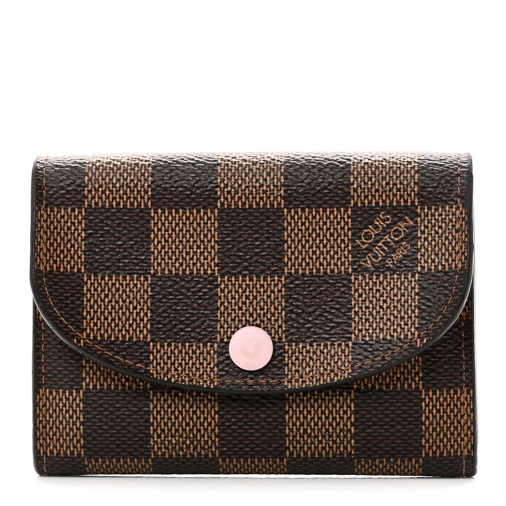 Damier Ebene Rosalie Coin Purse Rose Ballerine