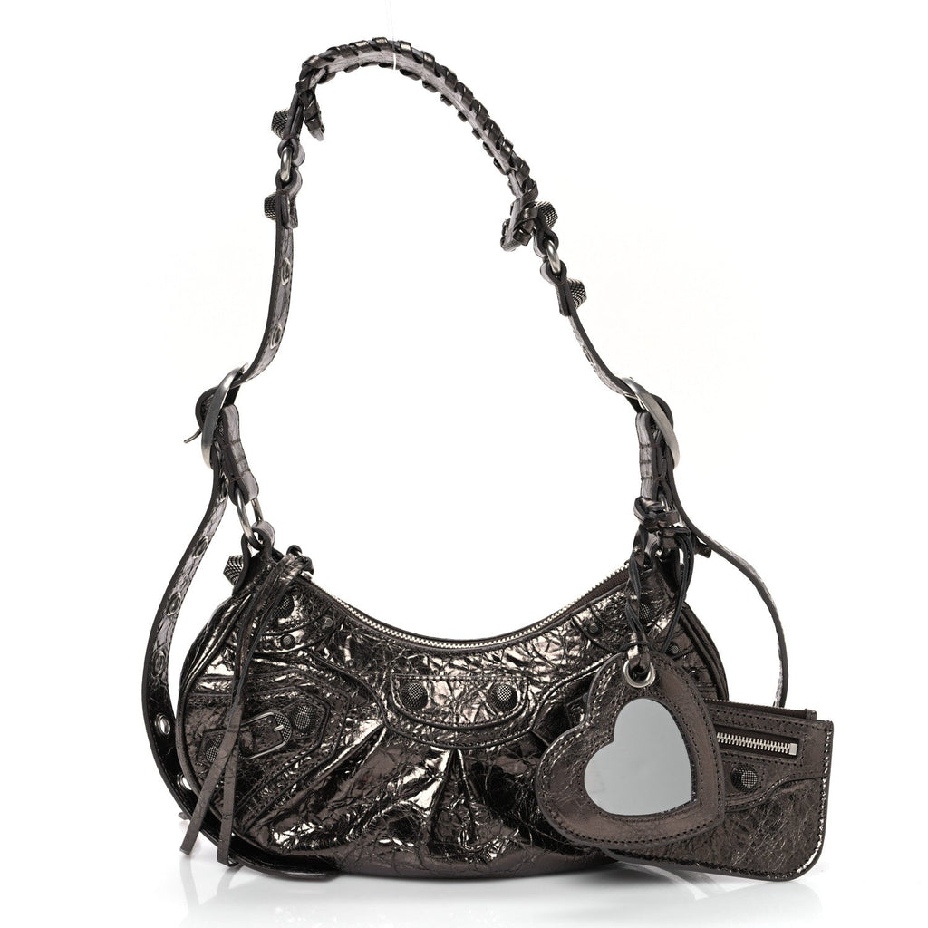 Metallic Agneau Arena Le Cagole Shoulder Bag XS Dark Bronze