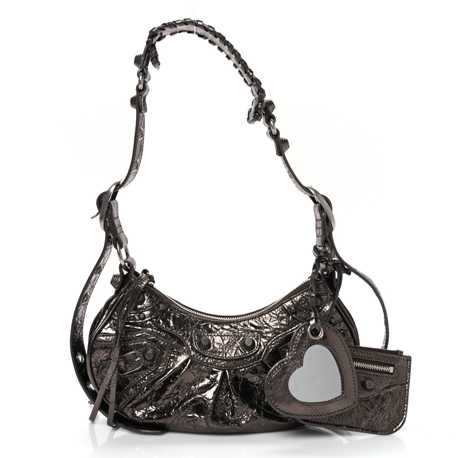 Metallic Agneau Arena Le Cagole Shoulder Bag XS Dark Bronze