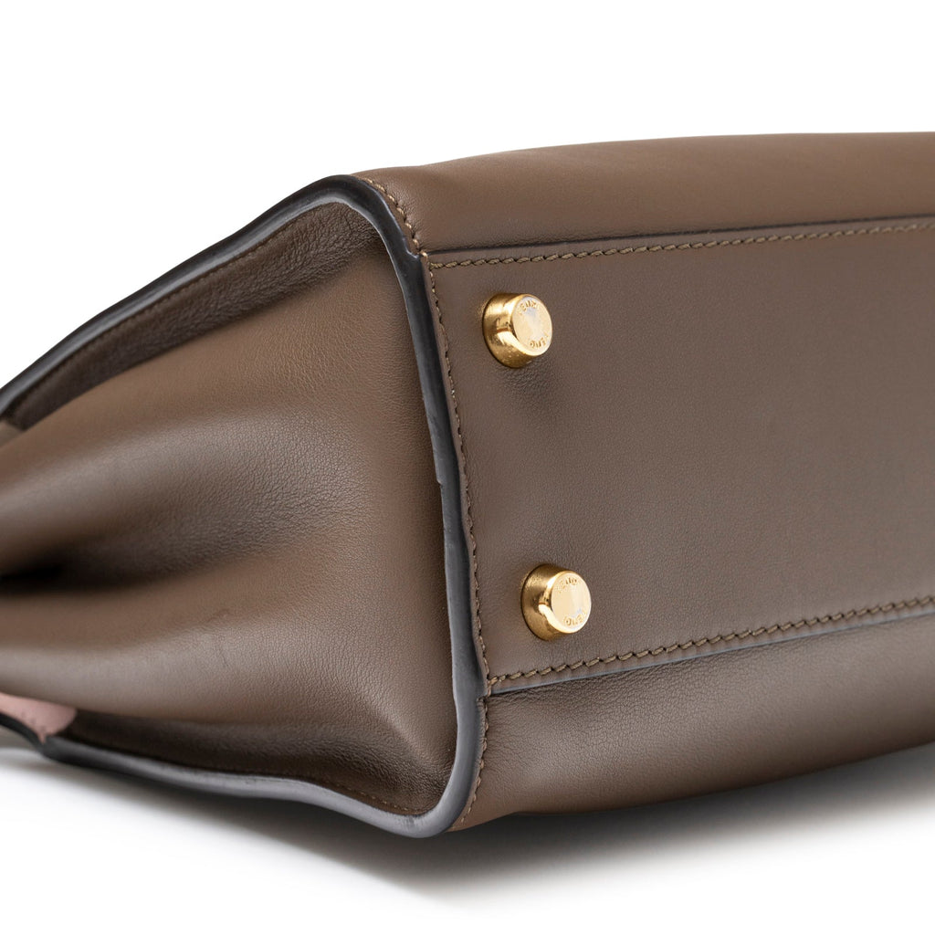 Fendi Peekaboo Tricolour Etoupe/Beige/Rose Calfskin Gold Hardware