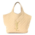 Nubuck Suede Quilted Maxi Icare Shopping Tote Safari Beige