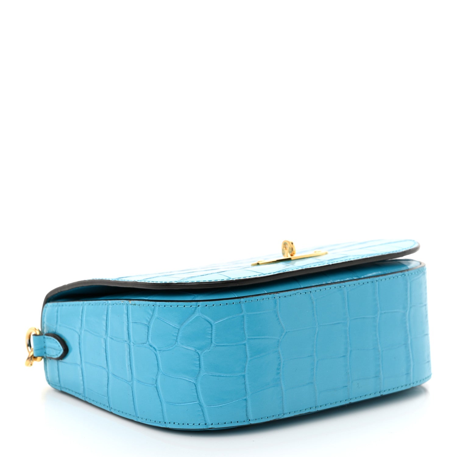 Deep Calfskin Crocodile Embossed Small Darley Azure