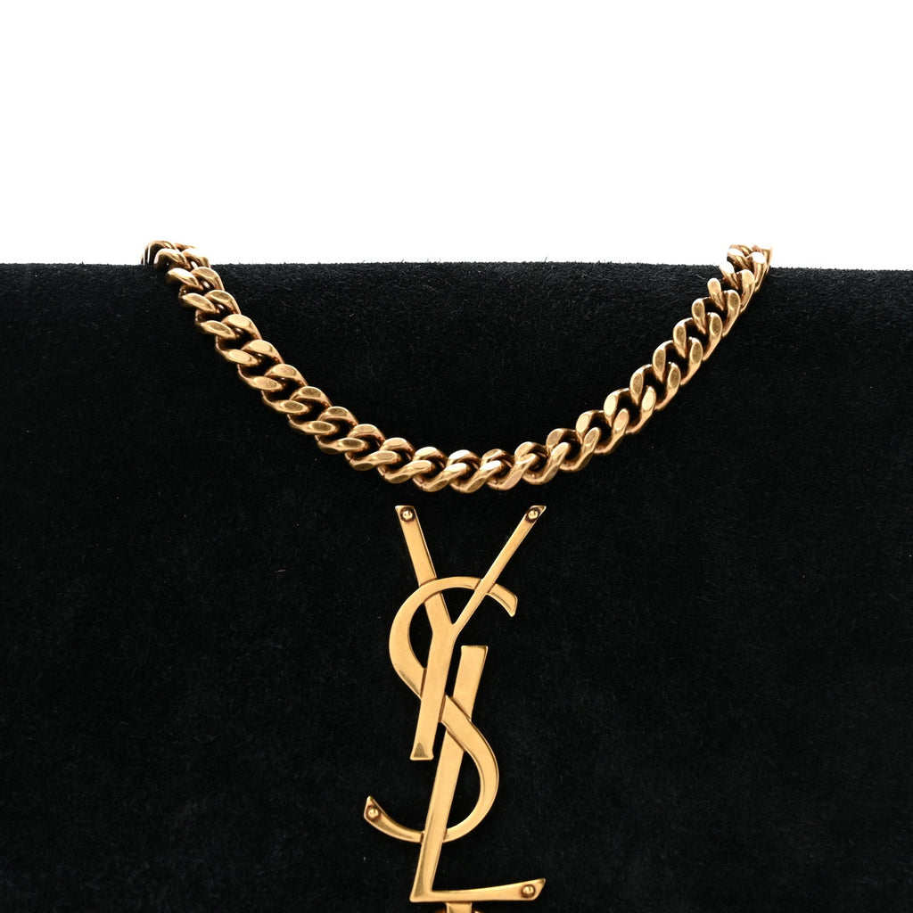 Suede Monogram Tassel Kate 99 Baguette Bag Black