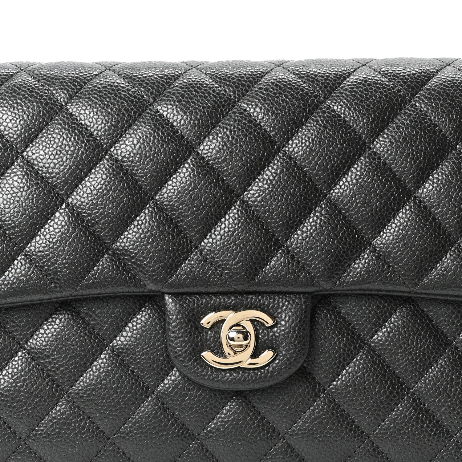 Caviar Quilted Flap Clutch Dark Grey
