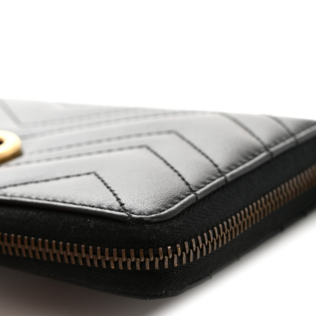 Calfskin Matelasse GG Marmont Zip Around Organizer Wallet Black