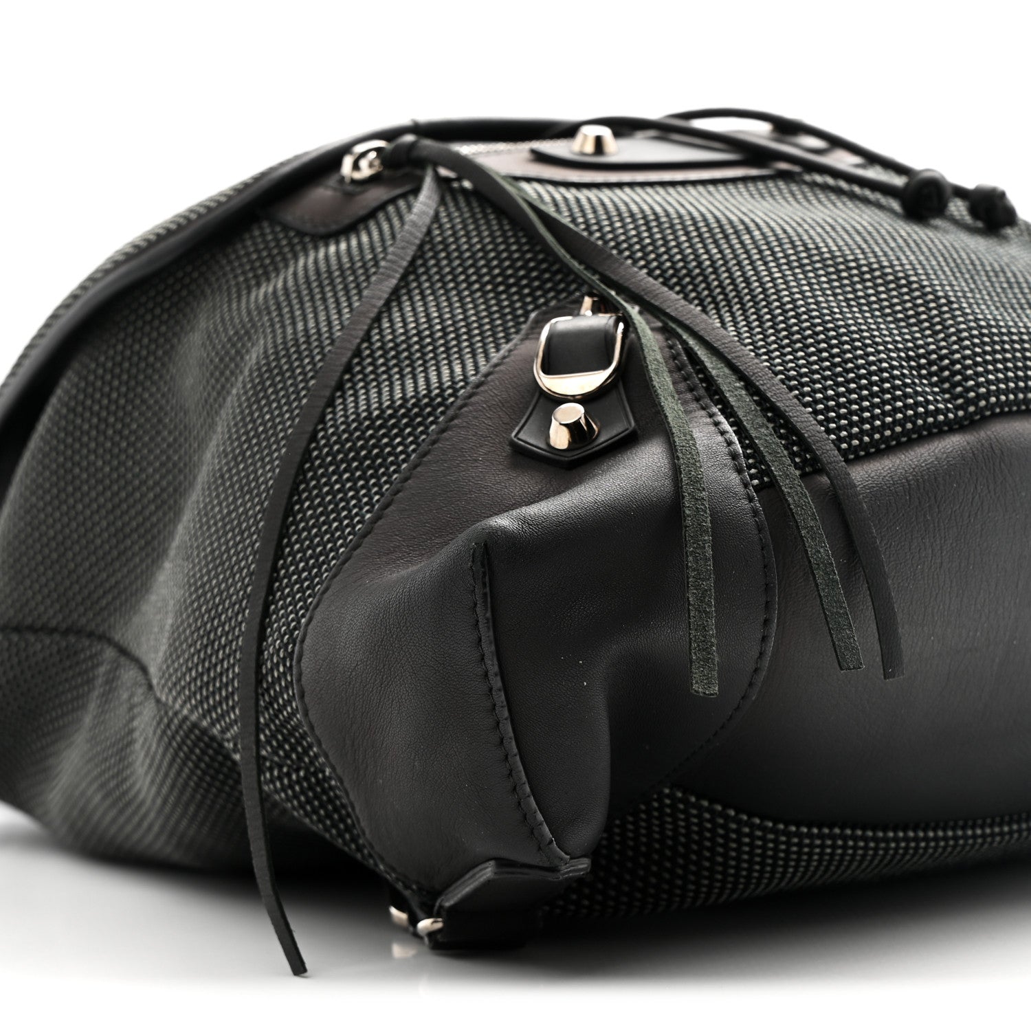 Canvas Calfskin Silver Hardware S Traveler Backpack Black