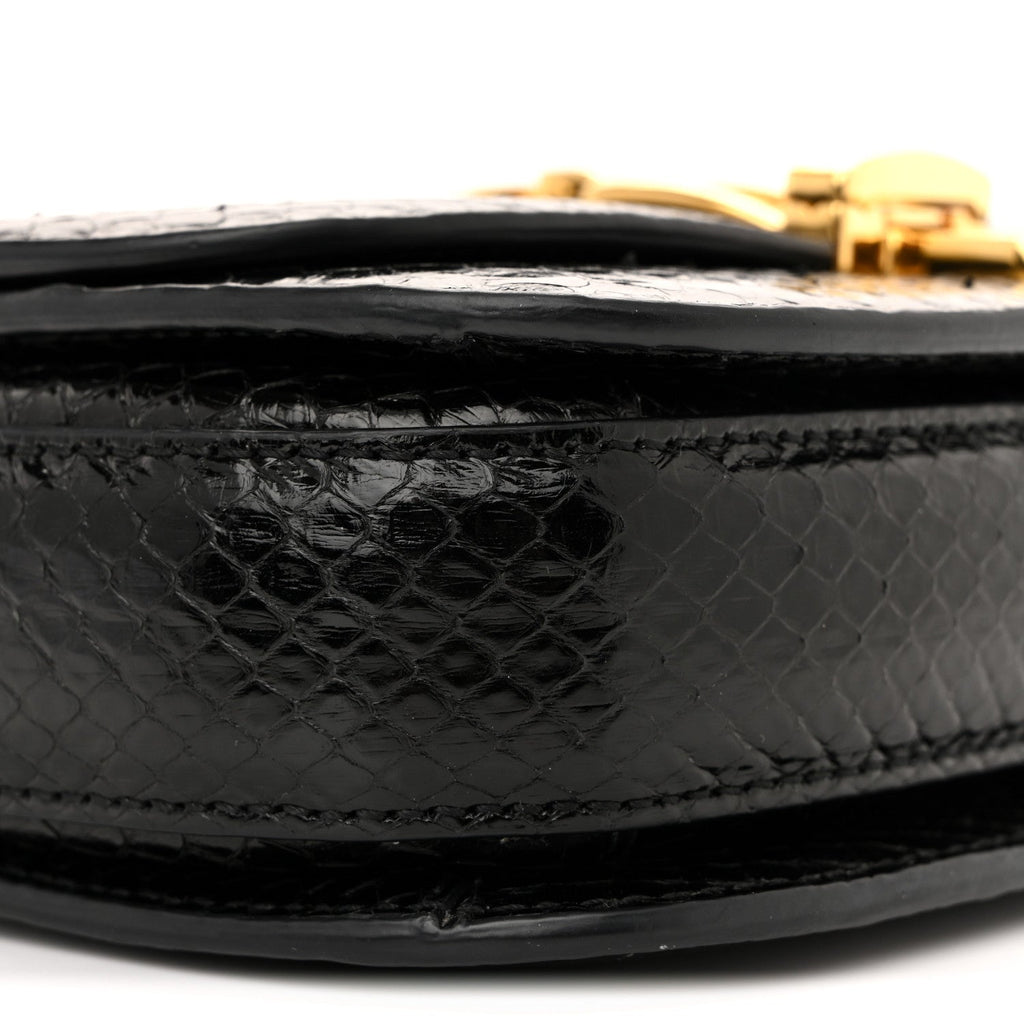 Snakeskin Mini Sylvie 1969 Messenger Bag Black