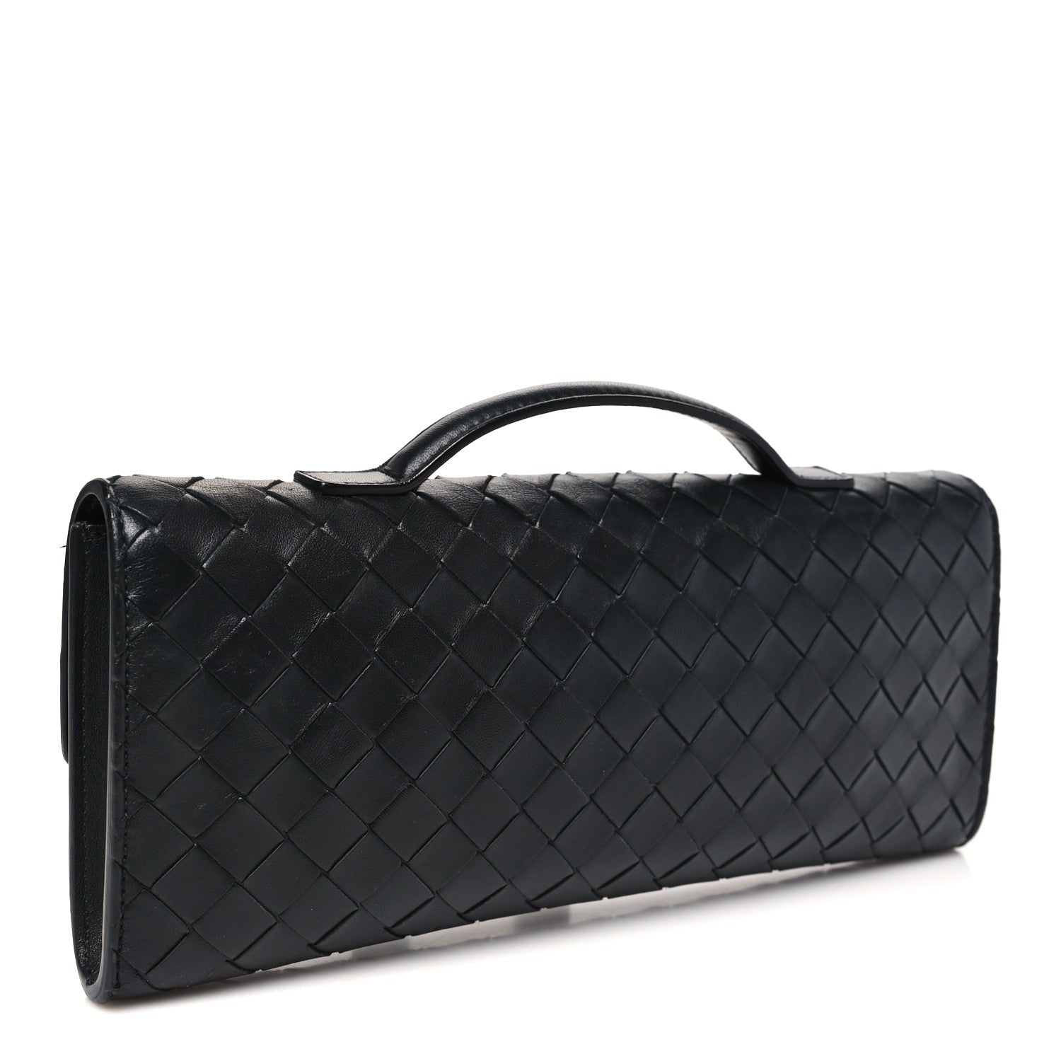 Nappa Intrecciato Long Andiamo Top Handle Clutch Black