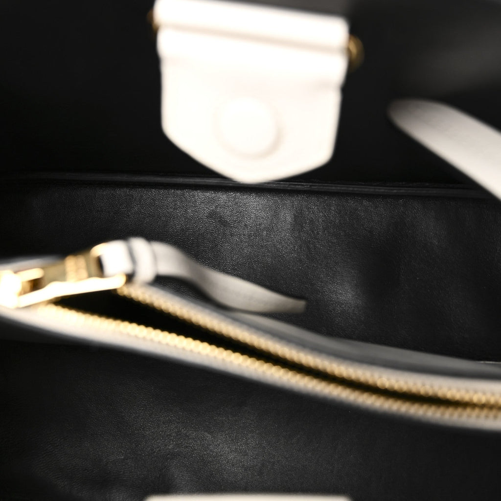 Saffiano Cuir Matinee Tote White Black