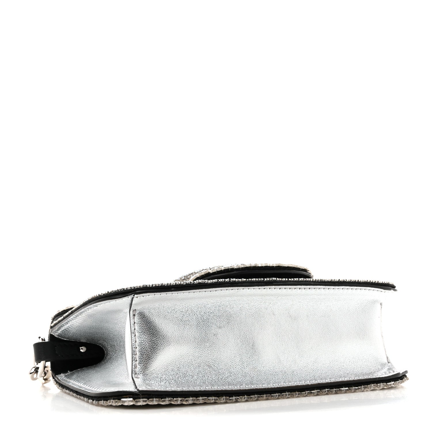 Swarovski Crystal Embroidered Vlogo Small Loco Shoulder Bag Crystal Silver