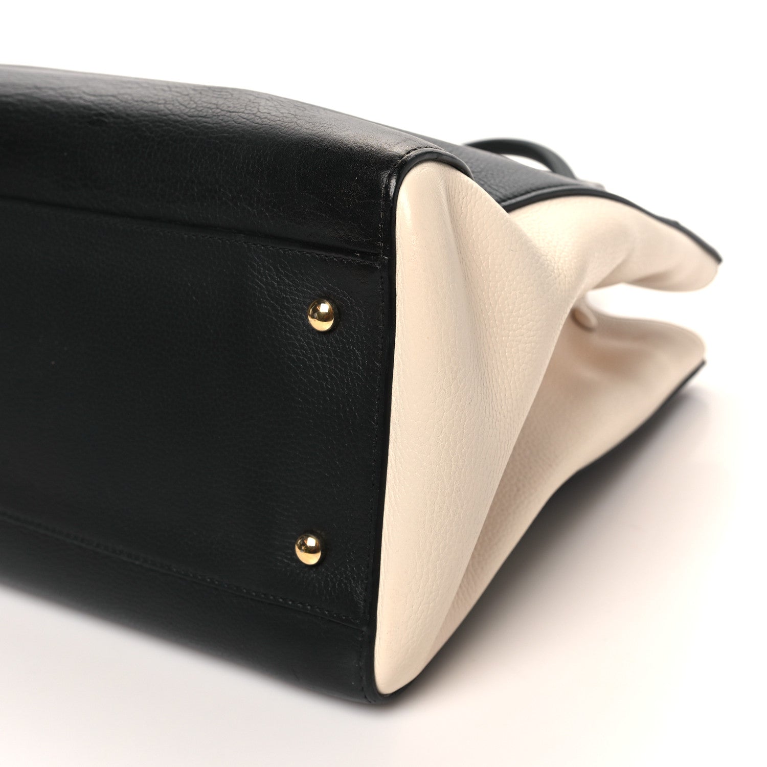 Grained Calfskin Medium Bi-Color Neo Executive Shopper Tote Black Beige