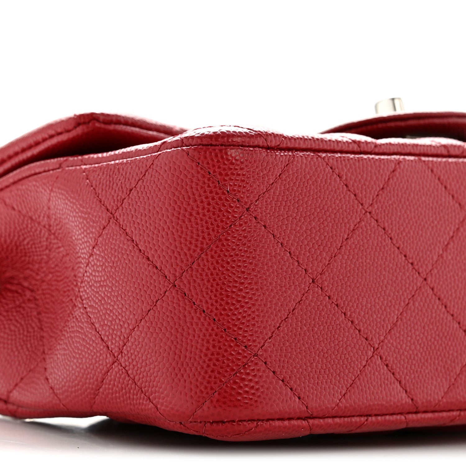 Caviar Quilted Mini Rectangular Flap Dark Red