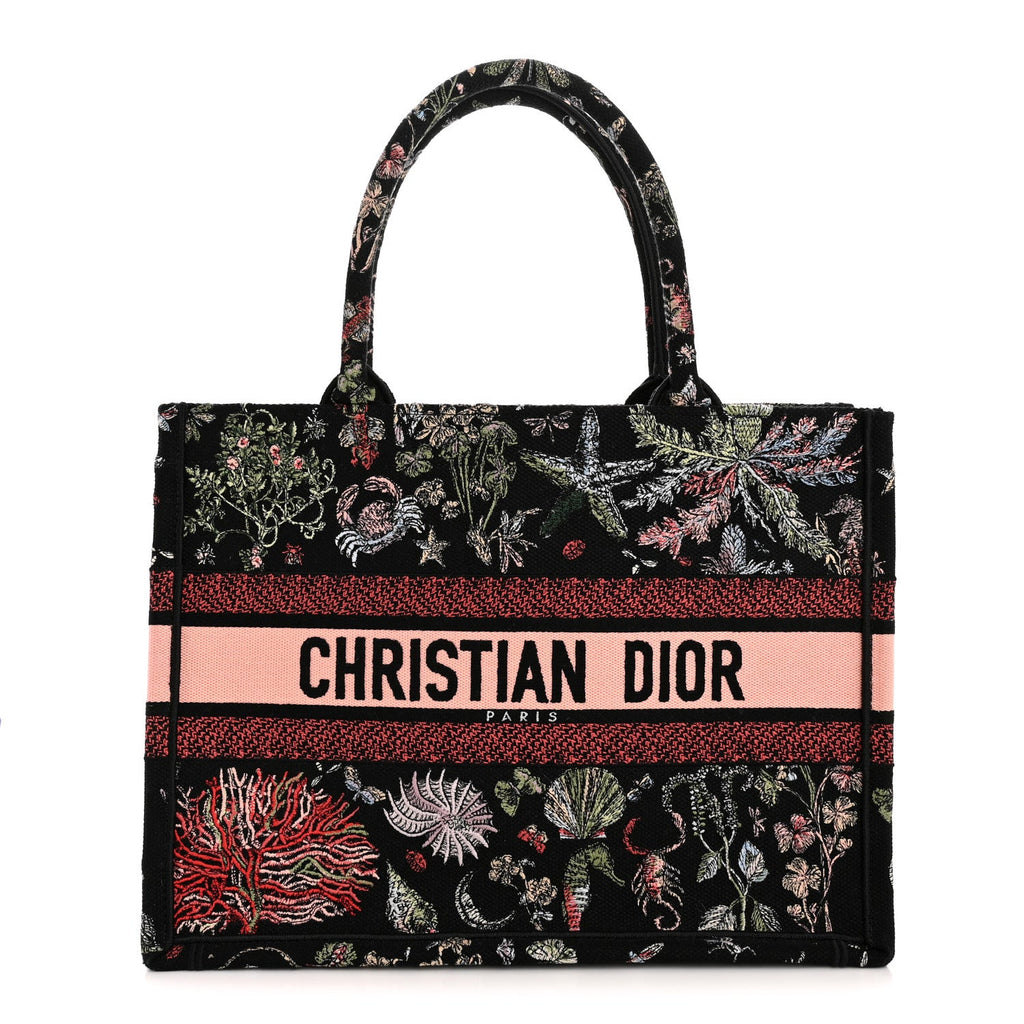 Canvas Embroidered Medium Cabinet De Curiosites Book Tote Black Multicolor
