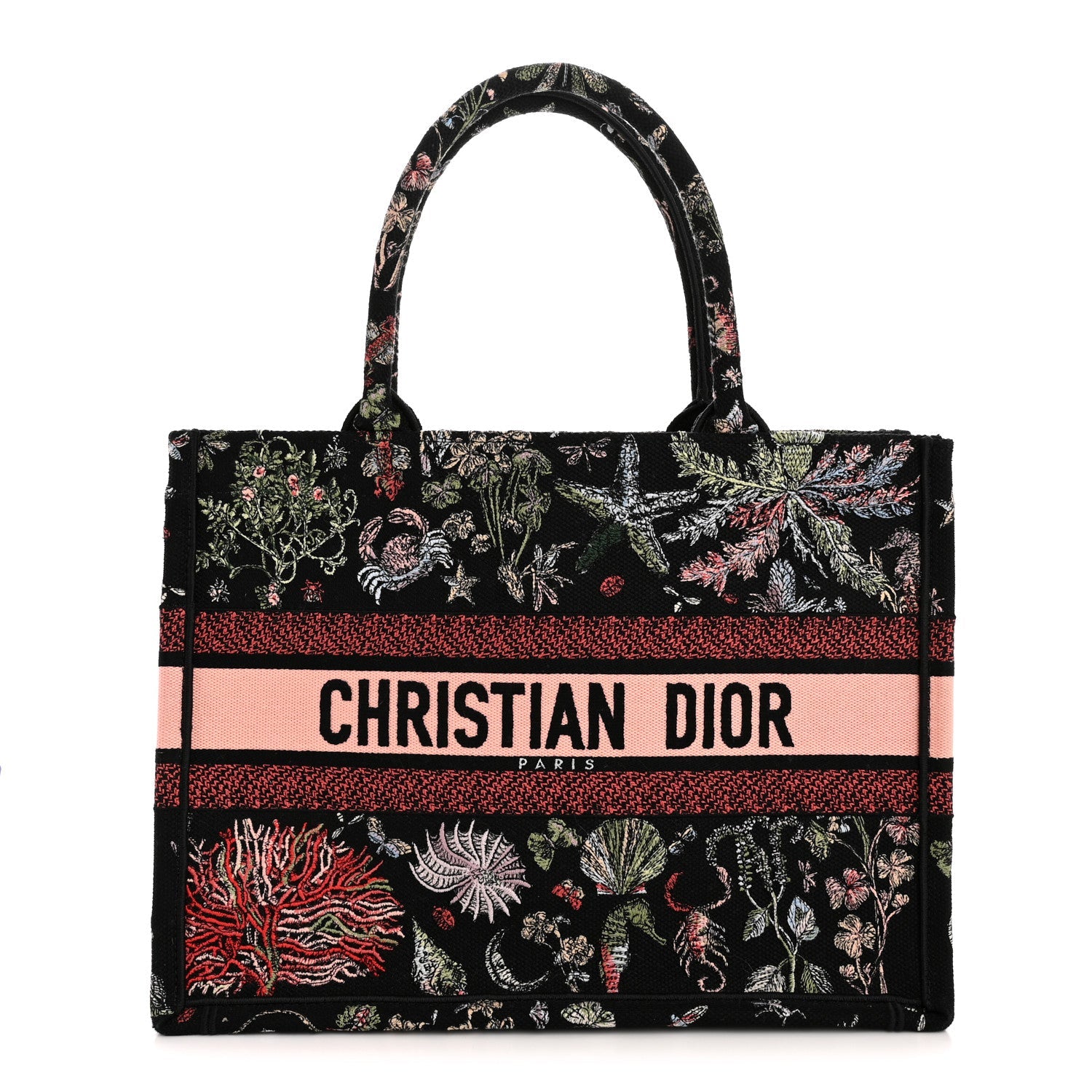 Canvas Embroidered Medium Cabinet De Curiosites Book Tote Black Multicolor