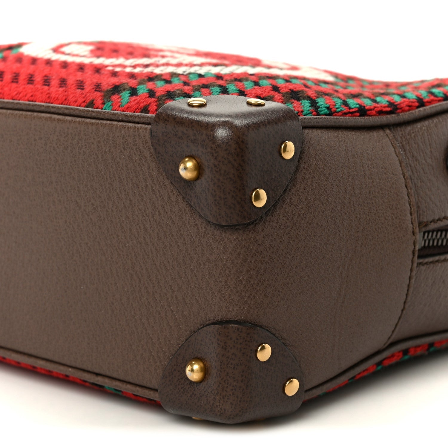 Cotton Wool Textured Calfskin Houndstooth Woven Square Messenger Bag Red Green Ivory Multicolor New Acero