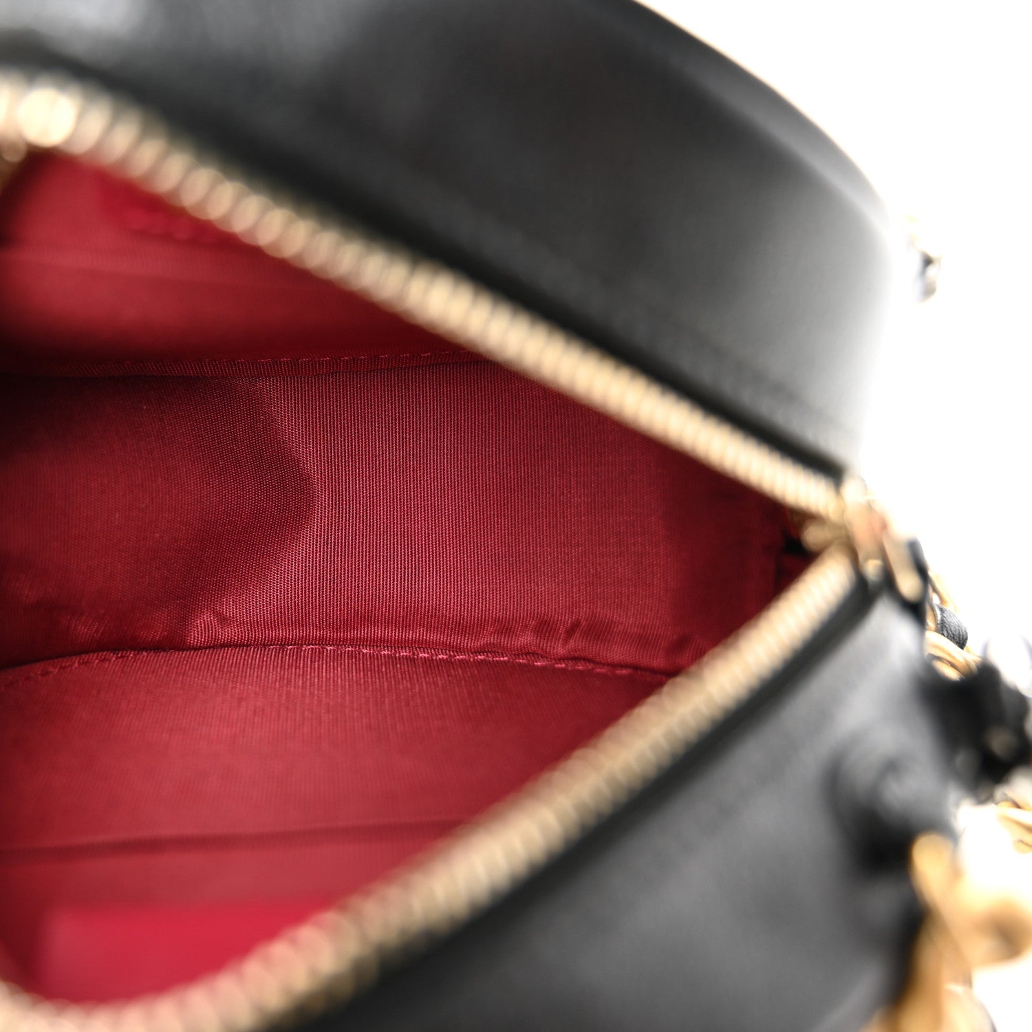 Shiny Goatskin Quilted Chanel 19 Round Clutch With Chain Black